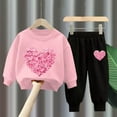 thumbnail image 7 of Toddler Tracksuit Girl 4T 2 Piece Fall Casual Loose Outfits Cute Print Crewneck Sweatshirt Joggers Sweatpants, Pink, 3 Years, 7 of 7