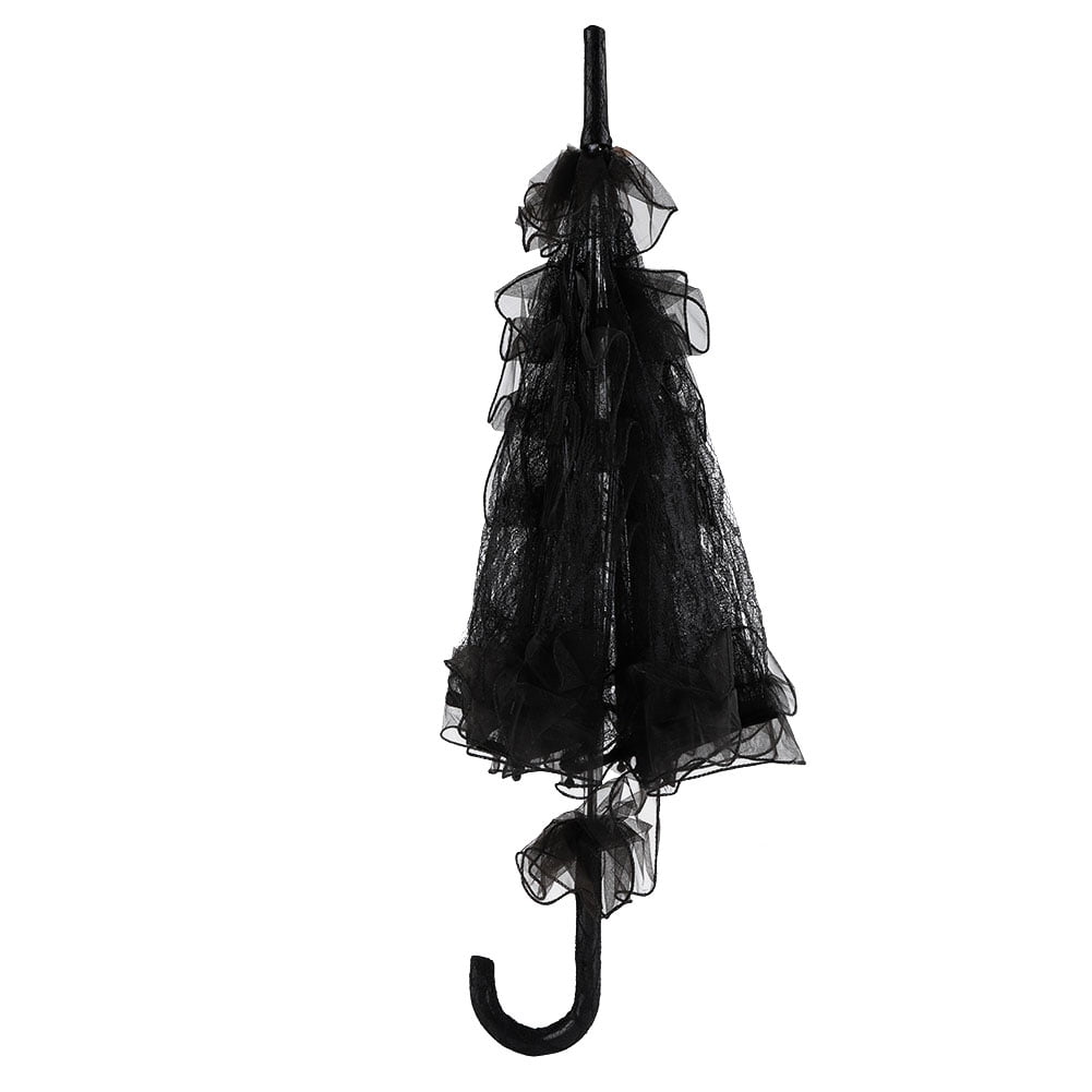 Tebru Black Color Lace Umbrella Parasol for Lady Women Party Decor