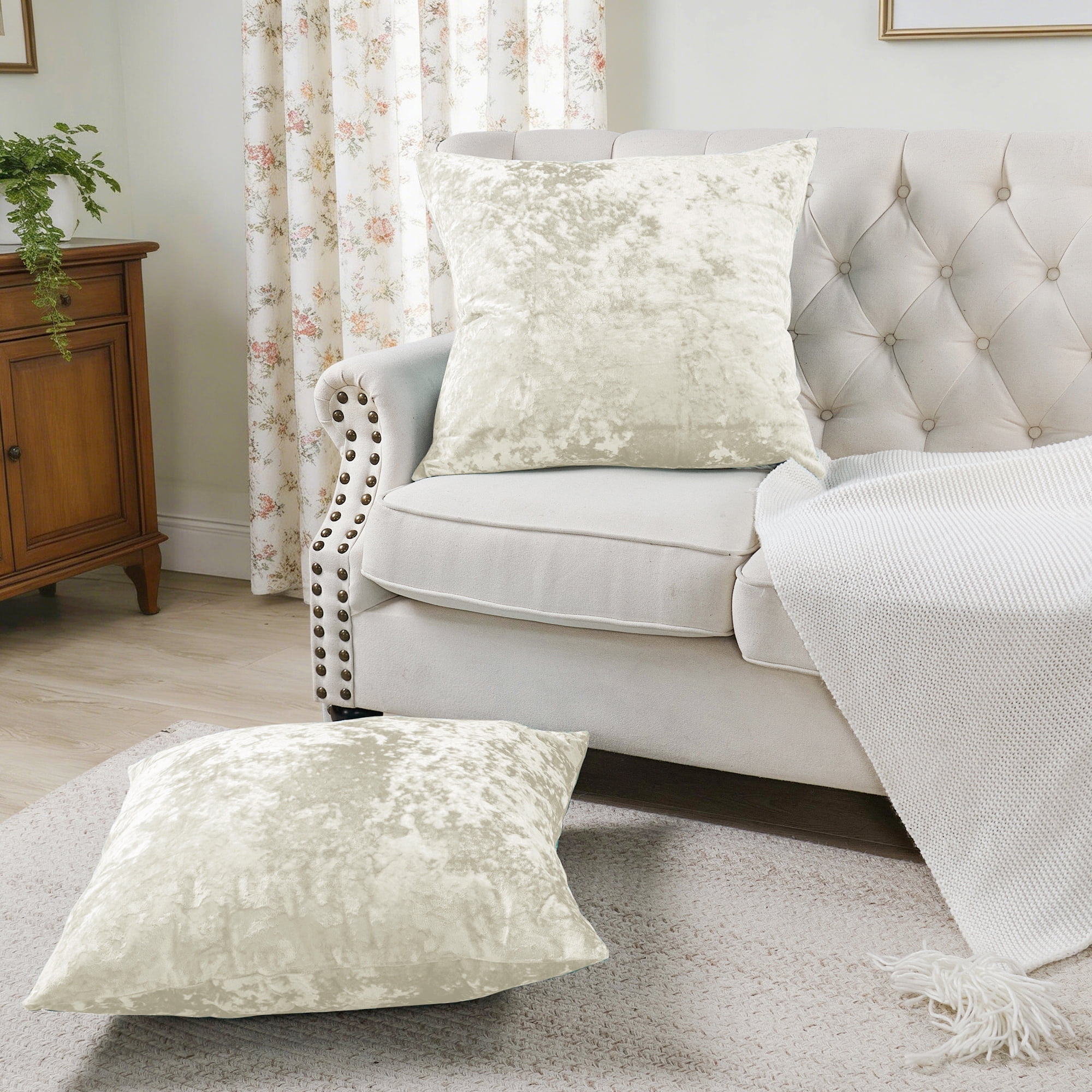 Home Soft Things Crushed Velvet 2 Piece Throw Pillow Cover Set - Gardenia - 26" x 26"
