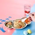 thumbnail image 2 of Plato de comedor dividido de acero inoxidable, placa divisada a prueba de derrames de alimentación para bebés, prueba Feliz Sencillez, 2 of 5