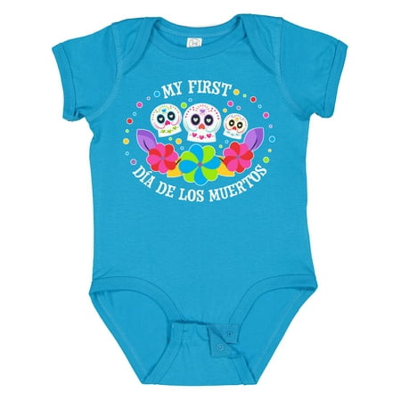 

Inktastic My 1st Dia De Los Muertos with Sugar Skulls and Flowers Gift Baby Boy or Baby Girl Bodysuit