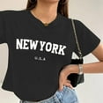 thumbnail image 2 of Oversized Tshirts for Women Crop Short Sleeve Printed Casual Summer Loose Womens Tops Black L, 2 of 5