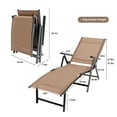 thumbnail image 2 of Textilene Outdoor Lounge Chaise Folding Reclining Chair with Adjustable Back Brown, 2 of 9
