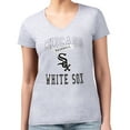 thumbnail image 4 of Women's G-III 4Her by Carl Banks Heather Gray Chicago White Sox Super-Slim Fit Lightweight Team Logo Graphic V-Neck, 4 of 5