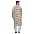 thumbnail image 3 of Atasi Button Down Asymmetrical Kurta For Men Printed Mandarin Long Sleeve Shirt, 3 of 5