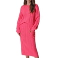 thumbnail image 2 of Unique Bargains Ensemble Décontracté Automne Hiver pour Femmes, Pull Col Rond Deux Pièces, Jupes Midi avec Poches, Rose Vif TG, 2 of 6