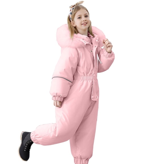 EnJoCho Toddler Snowsuit 2T 3T 4T 5T Kids Baby Boys Girls Sno𝗐 Suits Winter Clothes Fa𝗎x F𝗎r Hooded Jumpsuit Coat Outdoor