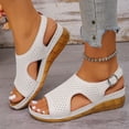 thumbnail image 2 of Orthopedic Sandals for Women Open Toe Breathable Hollow out Slingback Low Wedge Summer Beach Shoes Comfortable Arch Support Nonslip Walking Shoes White Size 7.5, 2 of 9