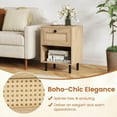 thumbnail image 2 of Costway 1 PCS Rattan Nightstand Boho End Table with Drawer & Open Shelf for Living Room Natural, 2 of 10