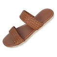 thumbnail image 5 of Espadrilles for Women Braided Double Band Open Toe Slides Sandals Lightweight Thick Sole Summer Beach Vacation Dress Flat Shoes Brown Size 6.5, 5 of 5