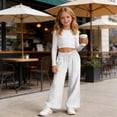 thumbnail image 4 of NAISIBABY Girls Cotton Linen Pants, Drawstring with Pockets Wide Leg Kids Baggy Lightweight Casual Pants White Size 12, 4 of 9
