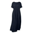 thumbnail image 5 of Ashirexll Robes Longues pour Femmes, Robes Fluides pour Femmes, Robe Longue Maxi d'Été à Col Rond Décontractée Unie à Manches Courtes, 5 of 5