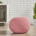 thumbnail image 2 of GDF Studio Beryl Modern Knitted Cotton Round Pouf, Pink, 2 of 7