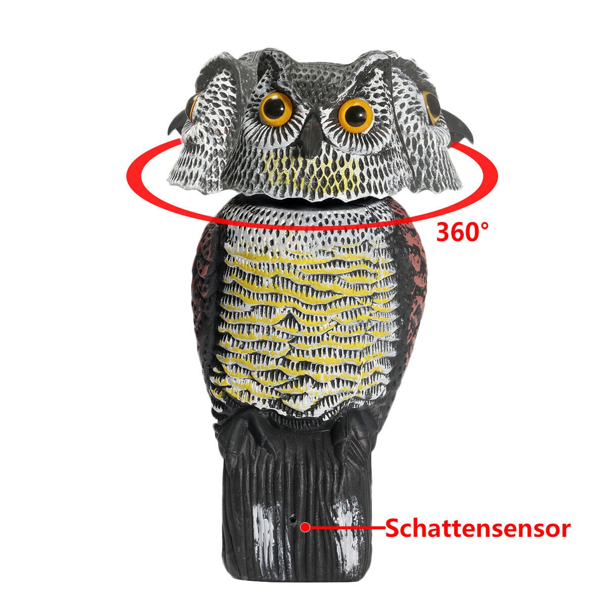 Squirrels Rabbits CampFENSE Owl Decoy with Rotating Head Garden Protector Sculpture for Birds Mice Black-New 