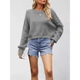 thumbnail image 4 of Suéter de Mujer de Otoño, Cuello Redondo, Tipo Murciélago, Estilo Pullover Gris S, 4 of 7