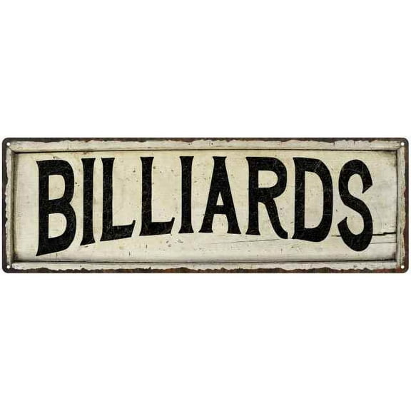 BILLIARDS Farmhouse Style Wood Look Sign Gift 6x18 Metal Decor 206180028097