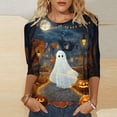 thumbnail image 2 of Edvintorg Womens Plus Size Tops Halloween Printed Crew Neck 3/4 Sleeve Casual Pullover Shirt Trendy Womens Clothes S-5XL Multicolor, 2 of 5
