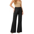 thumbnail image 4 of YOZGXEG Wide Leg Pants Women Women Wide Leg Linen Cotton Blend Pants Elastic Waist Casual Loose Trousers With Pockets Black S-3Xl, 4 of 7