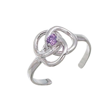 Finejewelers Sterling Silver Rhodium Finish Intrlckng Rng Crys Toe Ring