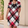 thumbnail image 4 of Red And Green Plaid Pattern Loose Pocket Dress Dresses Summer Summer Dresses for Women, 4 of 9