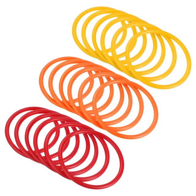 Unique Bargains 8.5cm Plastic Carnival Ringtoss Rings Game Hoop 18 Pack (Orange, Red, Yellow)
