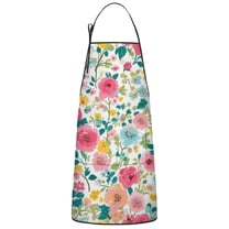 Pioneer Flower Floral Print Pattern Apron-Garden Aprons for Women with Pockets-Cotton Linen Waterproof Kitchen Cooking Gardening Aprons Adjustable for Kitchen,Cooking,BBQ and Salon 33x27 Inch