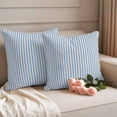 thumbnail image 3 of Pack of 2 Outdoor Pillow Covers 20x20 Inch Waterproof Blue Striped Throw Pillow Covers,Decorative Couch Pillow Shams Protectors Modern Simple Farmhouse Beige Vintage Patio Pillowcases Cushion Covers, 3 of 8