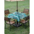 thumbnail image 4 of Outdoor Tablecloth with Umbrella Hole for Patio/Picnic/Party/Camping, Teal Green Palm Tree Waterproof Table Cloth Square Cover Washable, Coastal Tropical Trees Vintage Summer (54"x 54"), 4 of 9