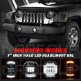 thumbnail image 3 of For Jeep Wrangler JK LJ TJ CJ 7 Inch Round Headlight Assembly with High/Low Beam DRL/Turn Signal Halo Ring, DOT Approve , H6024 LED Sealed Beam Headlights, Plug & Play(Pack of 2), 3 of 12