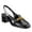 Black, variant on Women Square Toe Metal Chains Loafers Elastic Slingback Strap Chunky Low Heels Pumps Comfortable Work Walking Shoes Size 5 White