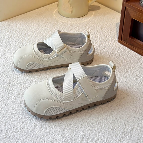 Girls Flat Sandal Glitter Mary Jane Princess Shoes Sequin Party Wedding Shoes Toddlers Kids Ballet Dress Shoes Birthday Prom Cosplay Dance Shoes Beige 11.5