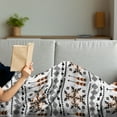 thumbnail image 3 of Tribal Soft Flannel Fleece Throw Blanket, Pattern Composition with Birds and Arrows Geometric Design, Cozy Plush for Indoor and Outdoor Use, 50" x 60", Orange Black White, by Ambesonne, 3 of 5