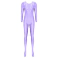 thumbnail image 5 of YONGHS Womens Glossy Spandex Full Bodysuit Costume Dance Zentai Unitard Long Sleeve Jumpsuit Light Purple M, 5 of 7