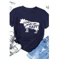 thumbnail image 2 of ABPHQTO Camiseta de manga corta con estampado gráfico de letras Blue Cows Make Me Happy para mujer, 2 of 5