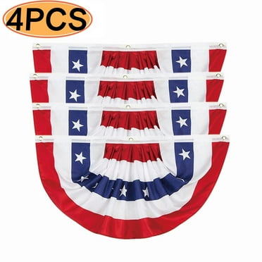 American Flag Bunting For Outside,4pcs USA Pleated Fan Flag 1.5x3 FT,4th Of July Bunting Patriotic Bunting Outdoor Decoration
