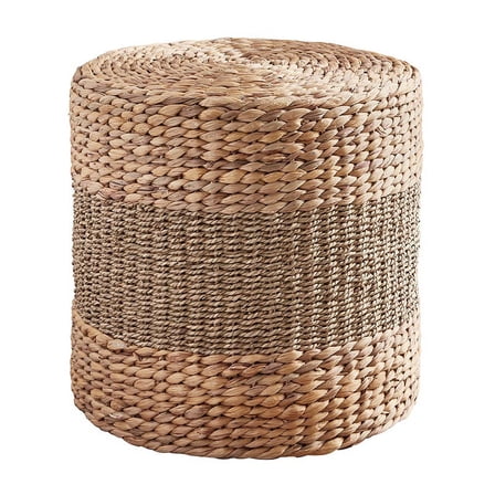 Grey Stripe Seagrass Pouf