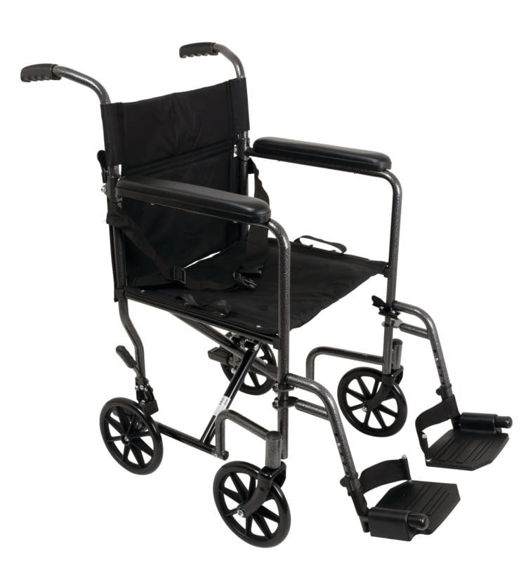 Lightweight Folding Transport Wheelchair with 19" Wide Seat