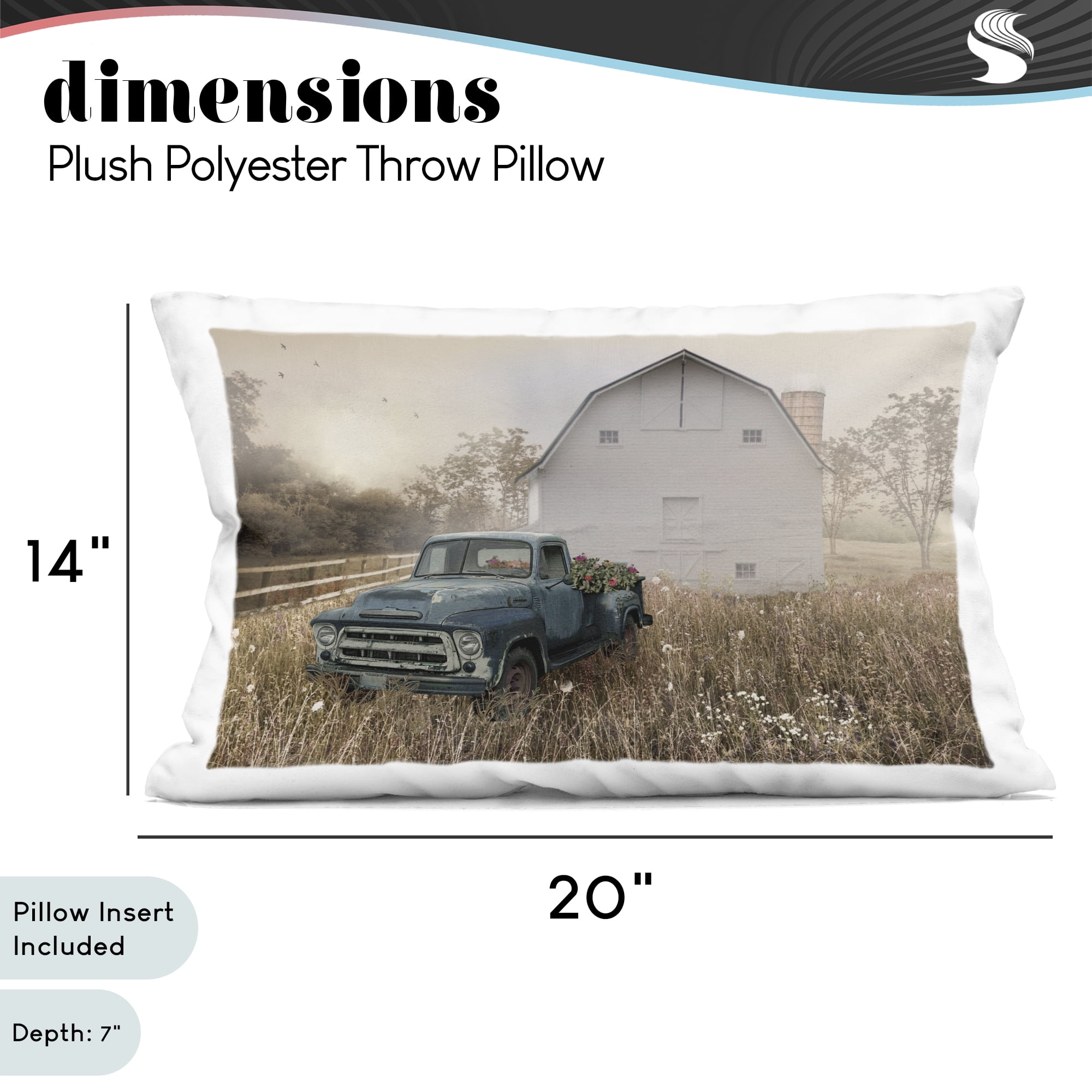 Stupell Industries Vintage Pickup in Wildflowers Decorative Printed Throw Pillow, design by Nan, 14 x 7 x 20