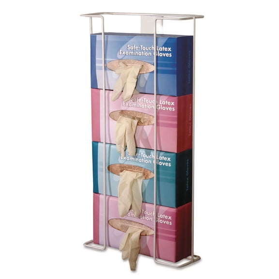 Unimed Wire Wall-Mount Glove Box Holder 4-Box Vertical Stainless Steel White BHQH004060