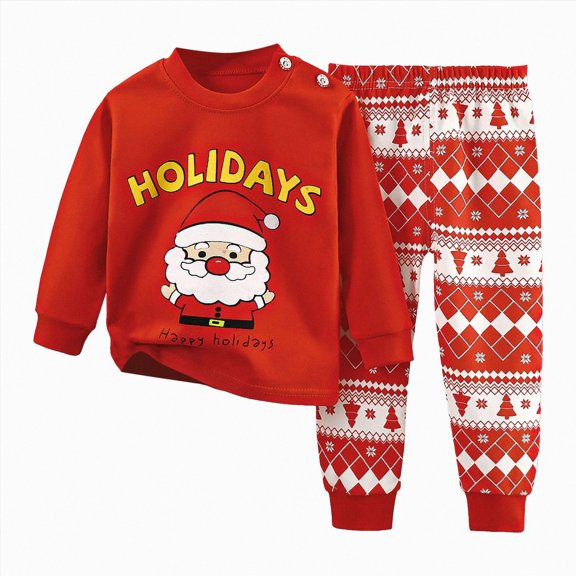 Gerichy Toddler Boys Girls Christmas Pajamas Dinosaur Jammies Cute Kids Cotton Sleepwear 2Pcs Set 3M-6T
