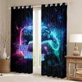 thumbnail image 2 of Homewish Gradient Gamepads Black Out Curtains for Kids Teens,Futuristic Cubes Plaid Curtains Pack of 2 (42x63 Each),Abstract Ombre Video Game Bedroom Curtains,Luxury Bedroom Decor, 2 of 6