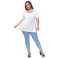 thumbnail image 7 of Hanna Nikole Women Plus Size Vintage Short Sleeve Blouse Tops Ruched Bodice V-Neck shirts, 7 of 7