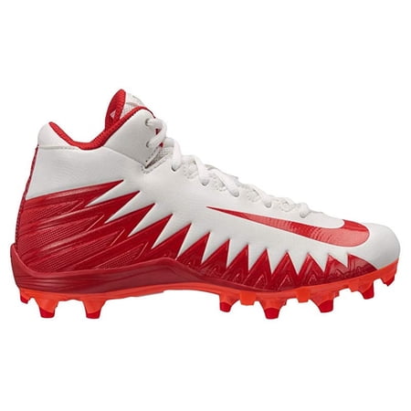 Nike Alpha Menace Varsity Mid BG Youth Cleats, White/University Red, 2.5 M US