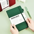 thumbnail image 2 of Clearance! Joucien A5 Hard Leather Strap Notepad English Notebook with Page Number Dark Green Notebook,Green, 2 of 9