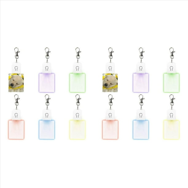12 Piezas Sublimación Llaveros en Impresión por Transferencia de Llaveros Acrílicos LED Llaveros Iluminados Colgante, Rectangular