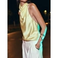 thumbnail image 4 of Women Y2k Satin Halter Tank Tops Cute High Mock Neck Backless Silk Cami Open Back Camisole Going Out Tops, 4 of 7