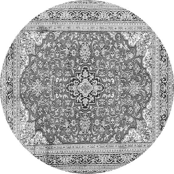 Ahgly Company Indoor Round Medallion Gray Traditional Area Rugs, 8' Round