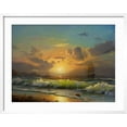 thumbnail image 2 of Art.com Sailboat Against A Background Of Sea Sunset, Oil Painting Art Print by Lilun, White Frame Wall Art, 29" x 23", 2 of 5