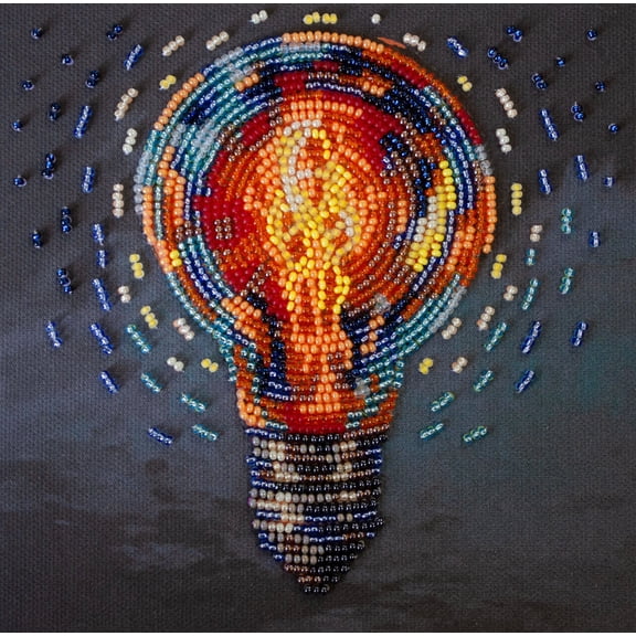 Wizardi Mini Bead Embroidery kit - Bring the Light. Colorful Beads, Beading Needles. DIY Kit. Embroidery for Beginners. Home Decor. AM-260 Abris Art