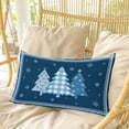 thumbnail image 4 of Blue Christmas Trees Pillow Covers, Linen Long Throw Pillow Case, Navy Winter Snowflakes Retro Plaid Holiday Pillow Protector Decorative Cushion Cover for Living Room/Bedroom 20" x 30", 4 of 8